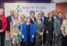 Pictured from left to right: Dr. Margaretha E. Bischoff, Dean; Joel P. Salinger (retiree), Diane K. Teter (retiree), Daphine Mora (retiree), Theresa “Te” Norman (retiree), Dr. Patricia A. Blaine (retiree), Dr. Oscar A. Plaza (retiree), Dr. Ali Esmaeili, Dean; Dr. Shirley A. Reed, Mario Reyna, Dean; Dr. Jayson Valerio, Dean; and Dr. Anahid Petrosian, Chief Academic Officer. Retirees not shown: Kenna S. Giffin, Rogerio J. Zapata, and Rafael M. Chavarria.