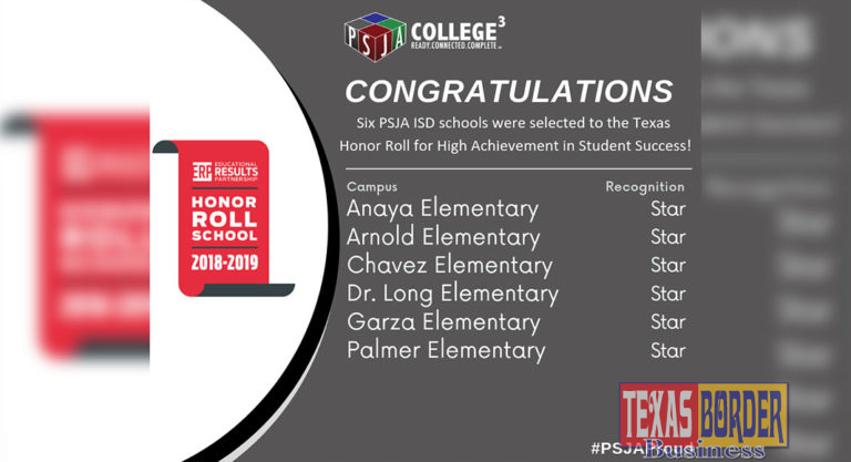 Six PSJA ISD Schools Named to Texas Honor Roll for High Achievement in Student Success