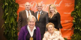 UTRGV recently hosted its annual Distinguished Alumni Awards, the highest honor an alumnus of UTRGV or one of its legacy institutions can receive. The awards recognize high-achieving individuals who have made significant contributions to society, honoring the legacy of excellence at UTRGV through civic accomplishments, careers, and philanthropic endeavors. Shown here are (back row, from left) UTRGV President Guy Bailey; Dr. Nolan Perez, member of The UT System Board of Regents; and Dr. Kelly Scrivner, UTRGV vice president for Institutional Advancement; (front row, from left) 2019 UTRGV Distinguished Alumni Award honorees Sister Norma Pimentel and Mary Rose Cardenas. Not shown is honoree James ‘Jim’ Hickey, who was unable to attend the awards ceremony. (UTRGV Photo by Silver Salas.)