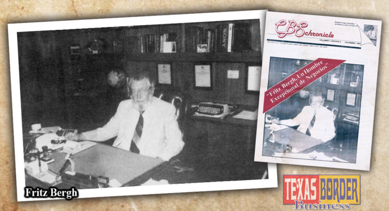 Fritz Bergh is a resourceful man with vast knowledge in communications. He has managed to build the highest communication tower in the country, in the Valley of Texas. Fritz Co-owns Rio Radio Supply Co. in McAllen. Photo by Roberto Hugo Gonzalez Dec. 1985. And the front cover of CBS Chronicle newspaper that I published during the eighties. My editions were in Spanish, and at that time, Mr. Fritz Bergh accepted my invitation to be interviewed.