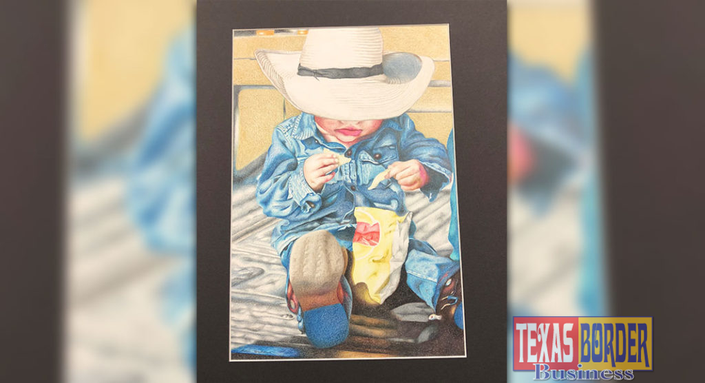 The winning art piece is a prismacolor drawing titled “Next Generation” by Leslie Hartman from Pleasanton High School.