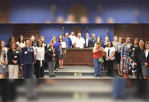 Women veterans are pictured with the Hidalgo County Commissioners Court following adoption of a proclamation declaring June 12, 2019 as Women Veterans Day in Texas.