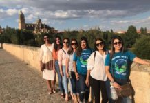 UTRGV Study Abroad students stand at the historic Roman Bridge, which crosses the Tormes River on the banks of the city of Salamanca, in Castilla y León, Spain. (Courtesy Photo)