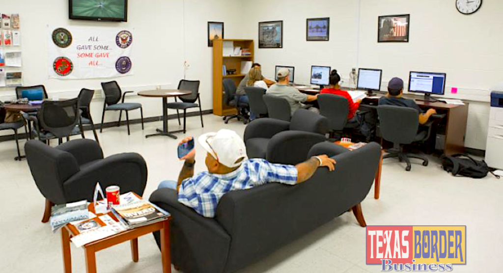 TSTC students study, complete homework and relax in between classes at the TSTC Veterans Center, which assists military service members, veterans and their families.