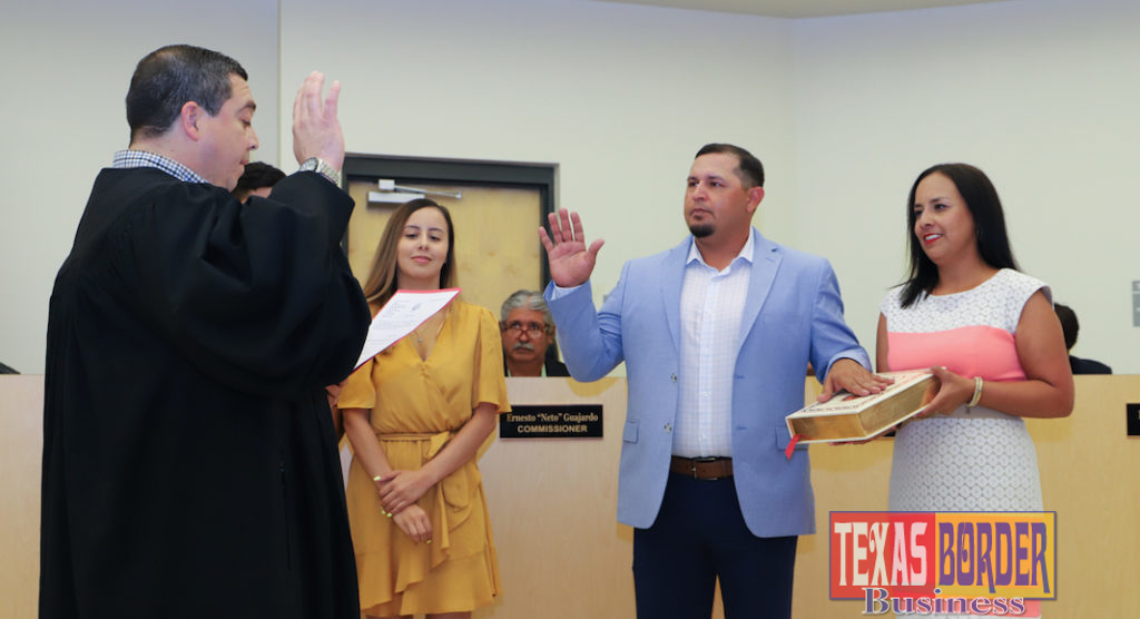 Marco "Markie" Villegas is sworn into office as Commissioner, Place 5, by Hidalgo County 92nd District Judge Luis Manuel Singleterry.