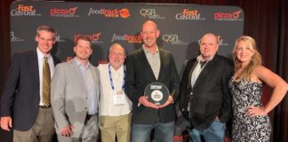 Pictured from Left to right: Doug Sutton, Steritech President of Brand Standards Business; James Lanoux, Cowboy Chicken Director of Franchise Operations; Kip Kolow, Cowboy Chicken Chief Strategy Officer; Sean Kennedy, Cowboy Chicken President & CEO; Chuck Zieseniss, Cowboy Chicken Director of Operations; Cherryh Cansler, FastCasual Managing Editor.