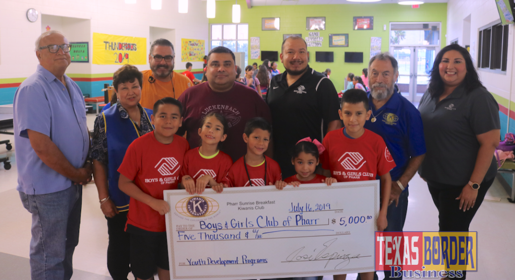 The Pharr Sunrise Breakfast Kiwanis Club showed their support to the Boys & Girls Club of a Pharr with a generous contribution of $5,000.