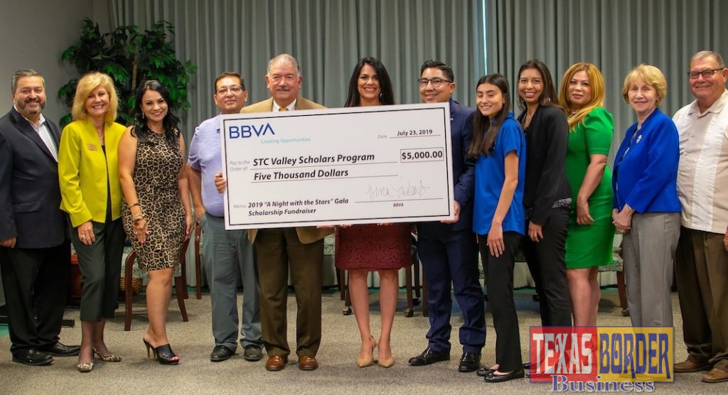 BBVA presented a $5,000 donation to the Valley Scholars Program at the regular meeting for the South Texas College Board of Trustees on July 23.