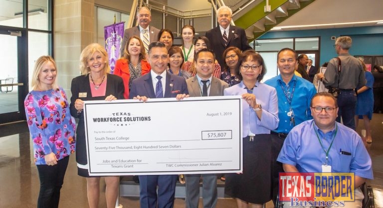 South Texas College and Texas Workforce Commission came together for a check signing August 1 benefiting students in the STC nursing program.