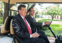 TSC President Jesús Roberto Rodríguez welcomed new Texas A&M-Kingsville President Mark Hussey for a campus visit on July 29, 2019.