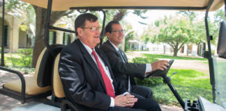 TSC President Jesús Roberto Rodríguez welcomed new Texas A&M-Kingsville President Mark Hussey for a campus visit on July 29, 2019.