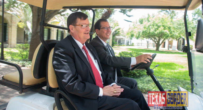 TSC President Jesús Roberto Rodríguez welcomed new Texas A&M-Kingsville President Mark Hussey for a campus visit on July 29, 2019.