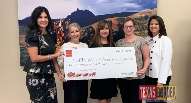Pictured Left to Right: Claudia Cantu-Grimaldo, Wells Fargo Lower RGV District Manager; Mary Muratore, IDEA Public Schools Board Member; Rose Marquez, IDEA Public Schools Director of Development RGV; Jill Dominguez, IDEA Public Schools Executive Director; and Norma Weaver, Wells Fargo Principal Business Relationship Manager, BBG