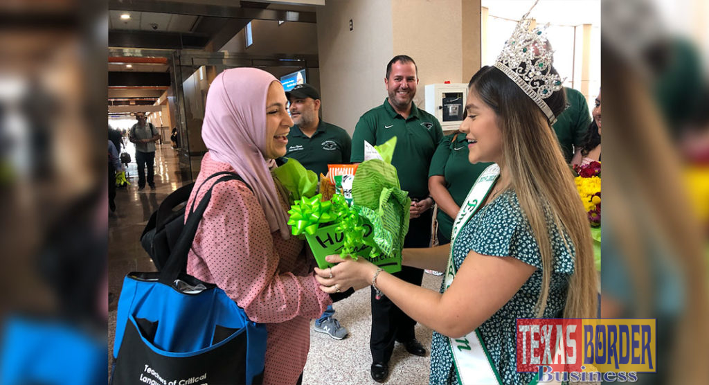  PSJA Memorial ECHS students and staff welcomed their new Arabic teacher Nermeen Aboughoneim from Egypt when she arrived at the McAllen International Airport on August 8, 2019.