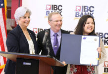 Pictured above is McAllen City Mayor Jim Darling and IBC Bank Senior Vice President Dora Brown presenting Sabrina Dominguez with the Proclamation, stating that August 8th will be Sabrina Dominguez Day.