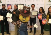 Texas Onion Fest received eight awards from the Texas Festivals & Events Association at the annual conference in August. Pictured here with the Texas Onion Fest mascot Tex the Sweet Onion (L-R): Pete Garcia, City of Weslaco; Daryl Smith, Texas Onion Fest Committee Chair; Luis Reyes, Weslaco Chamber Board Chair; Alex Montenegro, Texas Onion Fest Finance Committee Chair and Barbara Garza, Weslaco Chamber President/CEO.