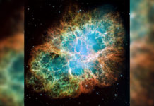 The mosaic image above was taken by NASA's Hubble Space Telescope of the Crab Nebula, a six-light-year-wide expanding remnant of a star's supernova explosion. (Image Credit: NASA)
