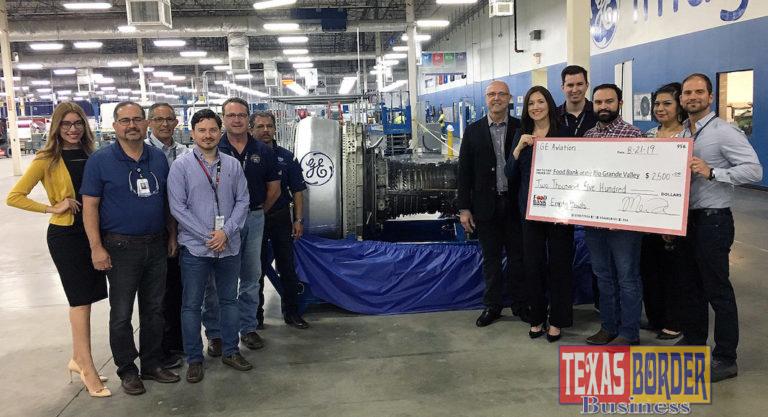 Thank you to GE Aviation for co-sponsoring Empty Bowls 2019! Pictured: Olivia Lemus, FBRGV Volunteer Services Manager; Peter Limones, GE EHS Manager; Marcos Ochoa, GE Production Business Leader; Edgar Cuevas, GE Quality Engineer; Steve Baker, GE Quality Manager; Javier Espinoza, GE Growth Leader; Ron Meijerink, Food Bank RGV CEO; Gabriela Nunnery, Empty Bowls Committee Chair; Diego Gonzalez, GE Fulfillment Leader; Philip Farias, FBRGV Manager of Corporate Engagement and Special Events; Melissa Moncivais, GE HR Manager, and Horacio Repetto, GE Plant Leader. For more information, contact Philip Farias, Mgr. of Corporate Engagement & Special Events, by calling (956) 904-4513 or pfarias@foodbankrgv.com.