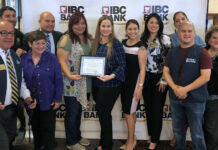 Pictured above are IBC Bank employees, alongside their October Business of the Month recognition.