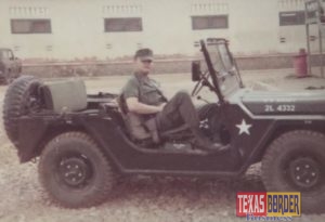 First Lieutenant Robert C. Vackar in a military jeep in Qui Nhon, Vietnam 1969