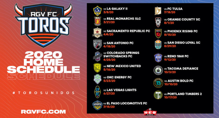 RGV FC Reveal 2020 USL Championship Season Schedule