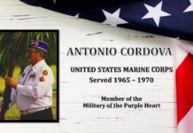 Antonio Cordova leads the Pledge of Allegiance