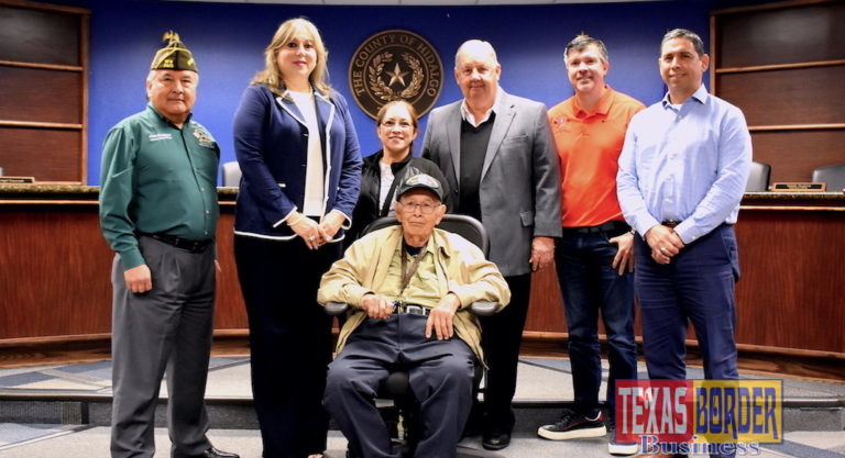 94-year-old U.S. Army World War II Veteran Guadalupe Garza leads the Pledge of Allegiance