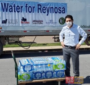 Picture above is Luis Cantu, Vice President for the McAllen Chamber. Please deliver your water donations to the McAllen Chamber of Commerce from 8am to 5pm till Friday August 14.