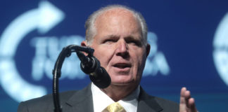 Rush Limbaugh speaking with attendees at the 2019 Student Action Summit hosted by Turning Point USA at the Palm Beach County Convention Center in West Palm Beach, Florida. Photo by Gage Skidmore under CC BY-SA 2.0