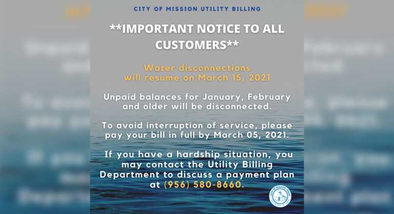 Mission Resumes Water Disconnections