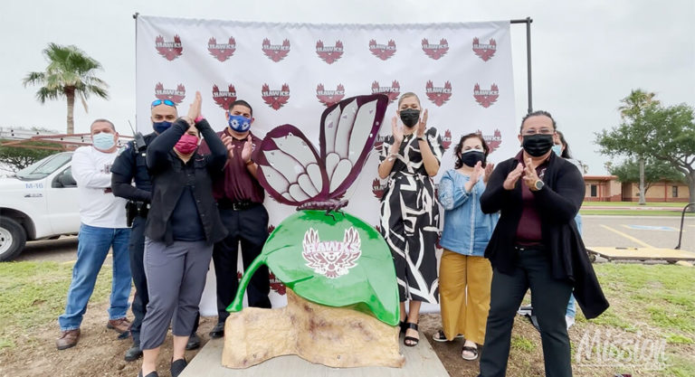 K. White Jr High unveils first monarch butterfly statue in the district