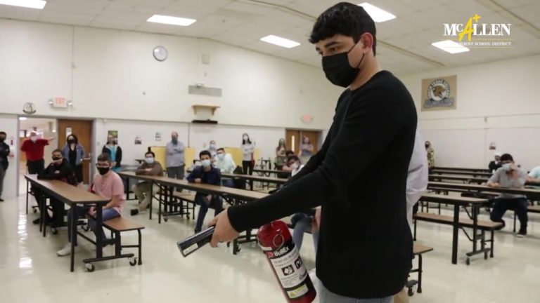 McAllen ISD High School Students Learn How To Use Fire Extinguisher