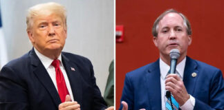 Former President Donald Trump, left, has endorsed Texas Attorney General Ken Paxton for reelection in 2022. Photo Credit: The Texas Tribune