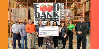 Thank you Whataburger for your sponsorship of Empty Bowls 2021. Omar Rodriguez, Philip Farias, Whataburger Area Manager Ike Flores, Whataburger Field Brand Development-Rio Grande Valley Thays H. Fernades, Food Bank RGV Board Member / Empty Bowls Chair Norma Guevara, Food Bank RGV CEO Connie Ramos, Food Bank RGV CEO Libby A. Salinas-Saenz, Empty Bowls Committee member Sindy Buezo, Empty Bowls Chair Omar Guevara. Image courtesy of The Food Bank of the Rio Grande Valley