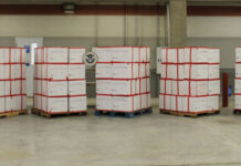 Boxes containing 3,740 pounds of methamphetamine seized by CBP officers at Colombia-Solidarity Bridge.