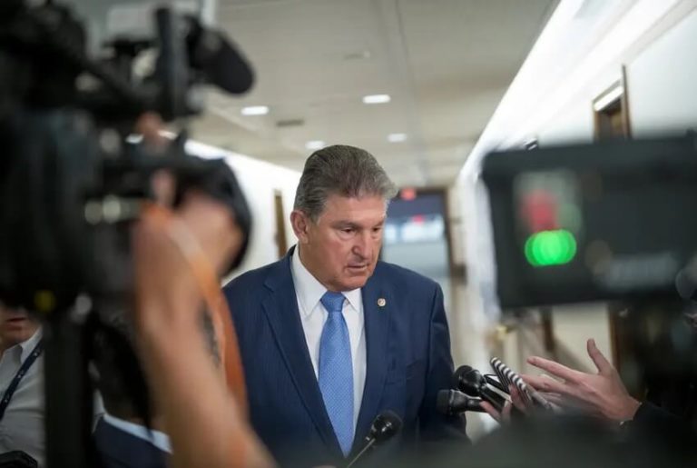 U.S. Senator Joe Manchin III, D-West Virginia, spoke with reporters at the Dirksen Senate Office Building in Washington, D.C., on June 24, 2021. Photo Credit: Rod Lamkey/CNP/Sipa USA via REUTERS