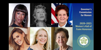 The 2020-2021 Texas Women’s Hall of Fame Honorees: (Top, L-R): Lauren Anderson; Charlye Ola Farris; Dawn Ferrell (Bottom, L-R): Kendra Scott; Elaine Stolte; Ofelia Vasquez-Philo