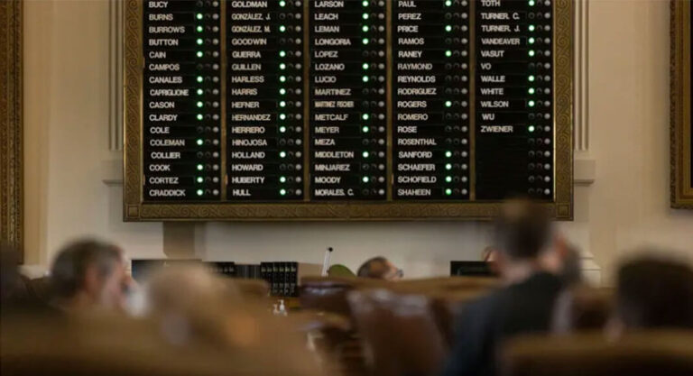 Roll call is tallied on the House floor on Aug. 23, 2021. Photo Credit:  Eddie Gaspar/The Texas Tribune