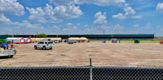 Temporary shelters being constructed to handle the migrant surge in McAllen, TX. Image by Roberto Hugo Gonzalez, Texas Border Business.