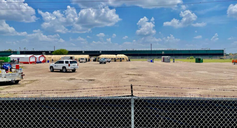 Temporary shelters being constructed to handle the migrant surge in McAllen, TX. Image by Roberto Hugo Gonzalez, Texas Border Business.
