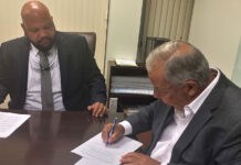 Hidalgo County Judge, Richard Cortez, signs local declaration of disaster. Hidalgo County image.