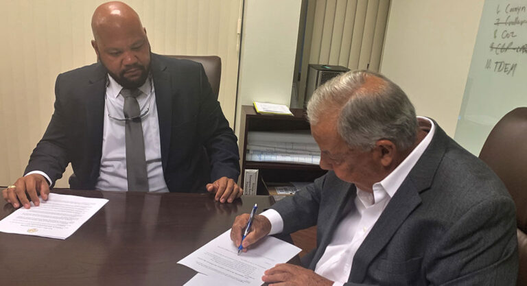 Hidalgo County Judge, Richard Cortez, signs local declaration of disaster. Hidalgo County image.