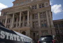 Texas Department of Public Safety vehicles were outside of the state Capitol on Wednesday. Photo Credit: Miguel Gutierrez Jr./The Texas Tribune