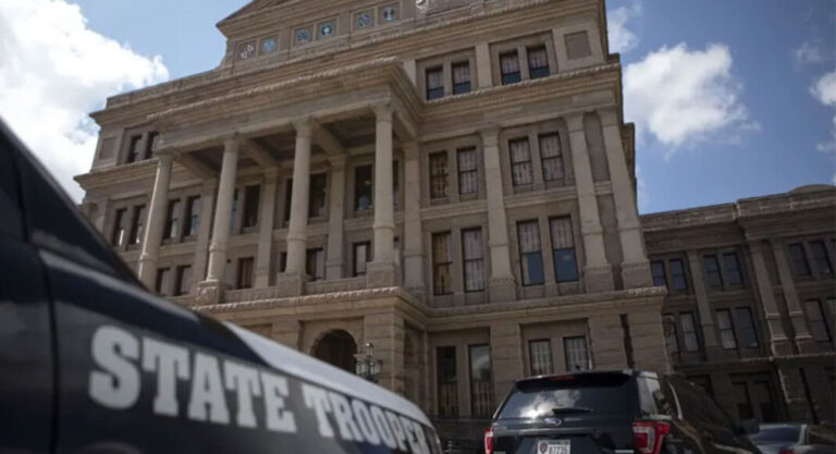 Texas Department of Public Safety vehicles were outside of the state Capitol on Wednesday. Photo Credit: Miguel Gutierrez Jr./The Texas Tribune