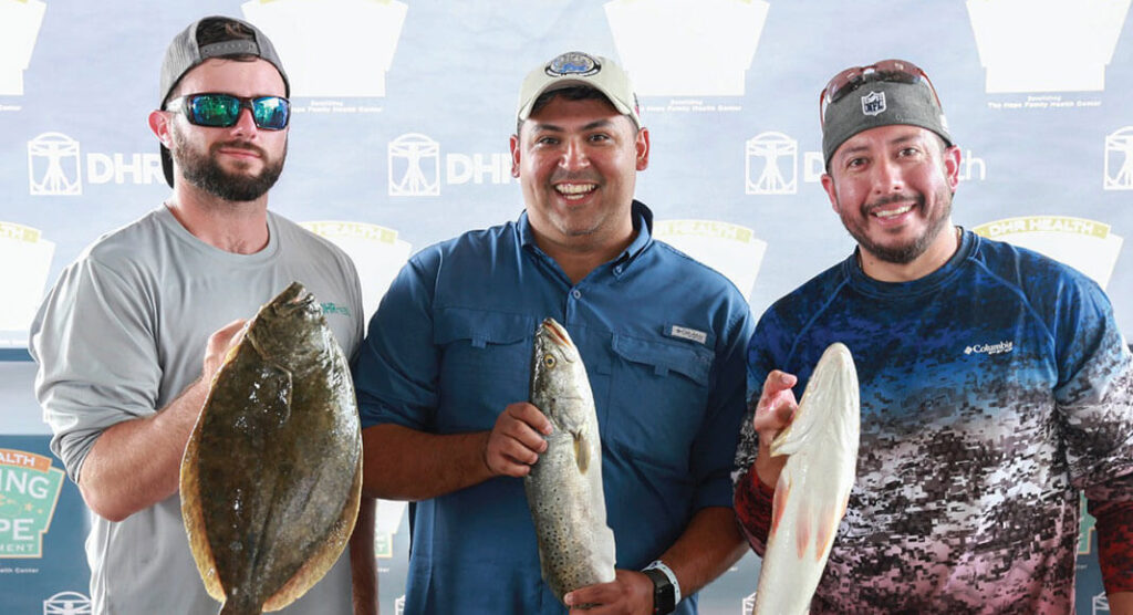 Participants in the most recent Fishing for Hope Tournament. DHR Health Image