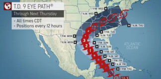 Potential path of a major hurricane developing in the Gulf. Accuweather Image