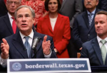 Gov. Greg Abbott and House Speaker Dade Phelan during a press conference at the state Capitol on June 16, 2021. Photo Credit: Sophie Park/The Texas Tribune