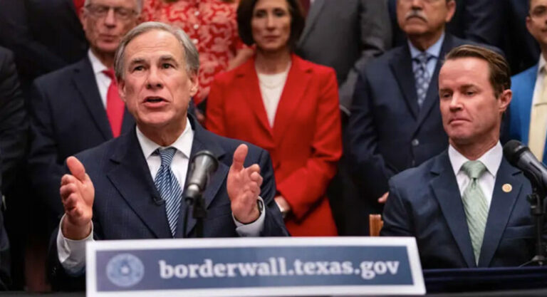 Gov. Greg Abbott and House Speaker Dade Phelan during a press conference at the state Capitol on June 16, 2021. Photo Credit: Sophie Park/The Texas Tribune
