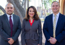 L-R) Edinburg Chamber Executive Director Ronnie Larralde, President of the Board Veronica Gonzales, Incoming President of the Board Michael J. Williamson. Chamber Image