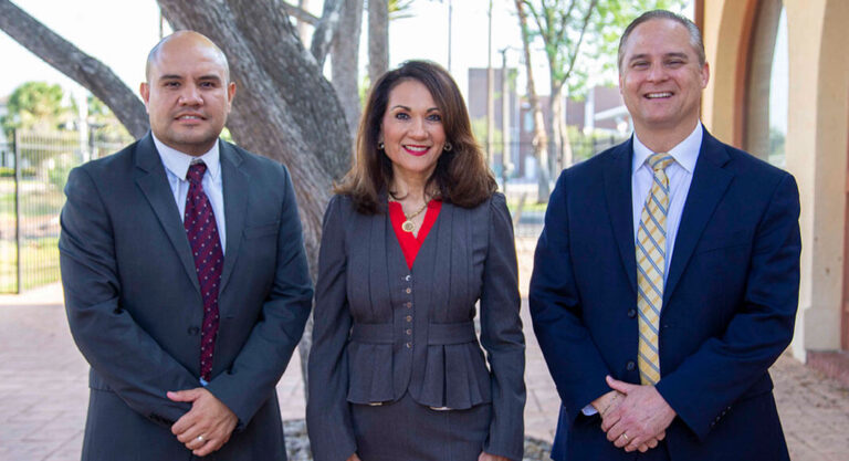 L-R) Edinburg Chamber Executive Director Ronnie Larralde, President of the Board Veronica Gonzales, Incoming President of the Board Michael J. Williamson. Chamber Image